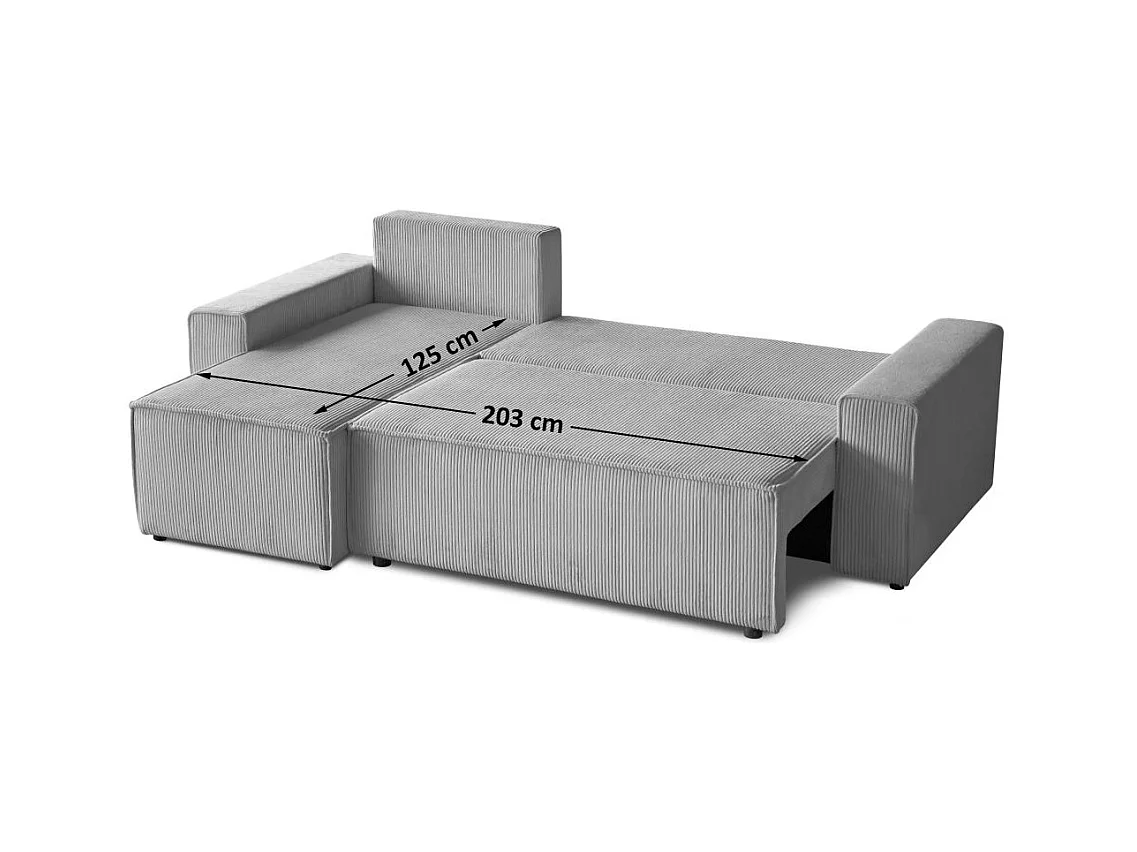 HOEKBANK met slaapfunctie Hektor lichtgrijs