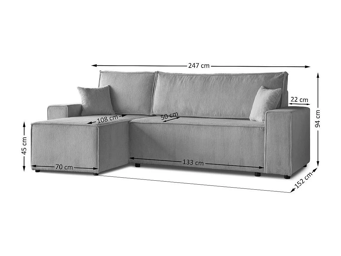 CANAPE AVEC FONCTION LIT Hektor gris clair