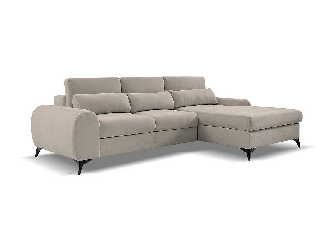 ECKSCHLAFSOFA Milan Cappuccino mit Metallbeine rechts