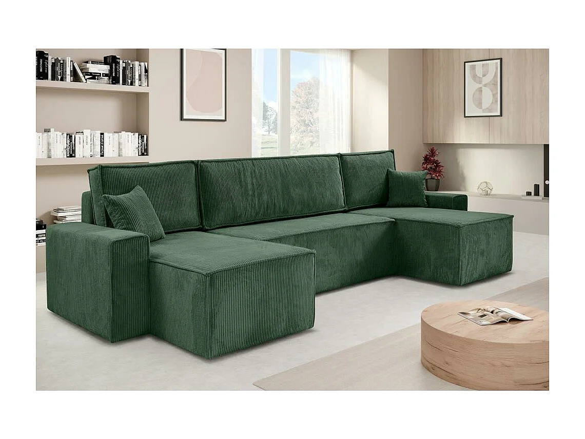 CANAPE Hektor U avec fonction sommeil vert