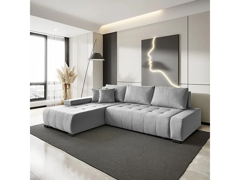 Canapé-lit ECKSCHLAFSOFA Draco L gris clair