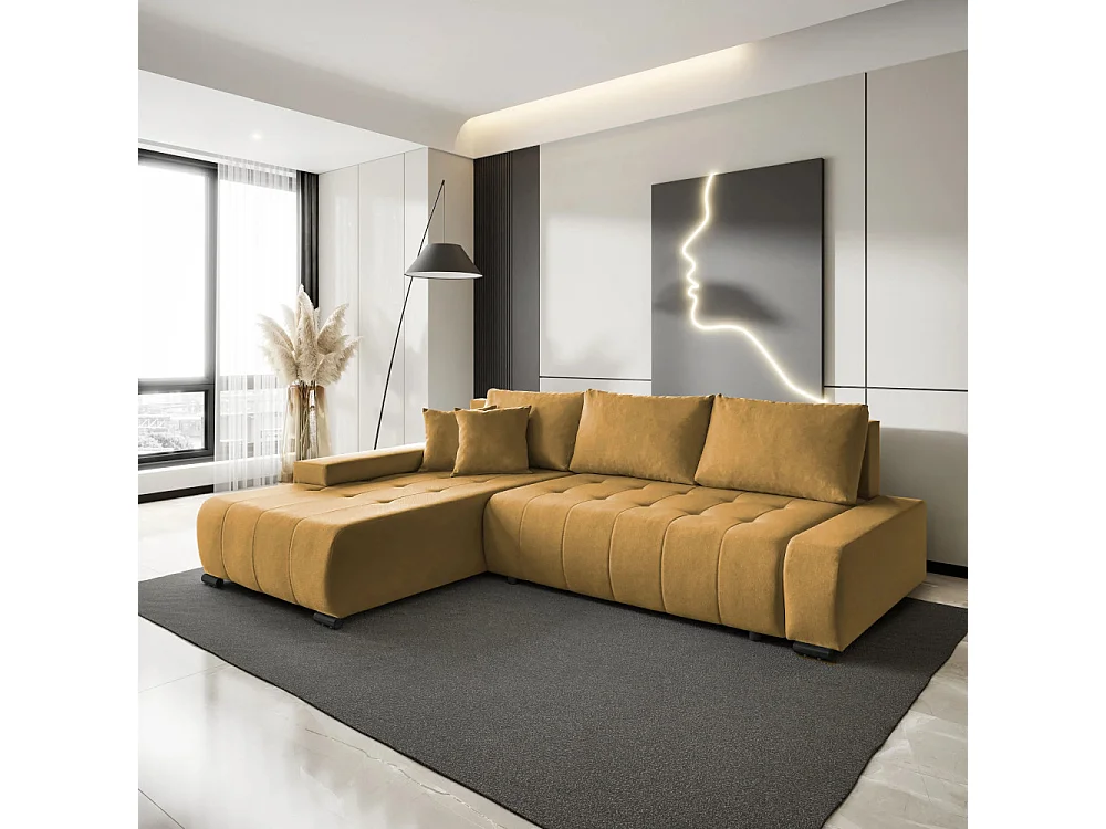 Canapé-lit ECKSCHLAFSOFA Draco L jaune