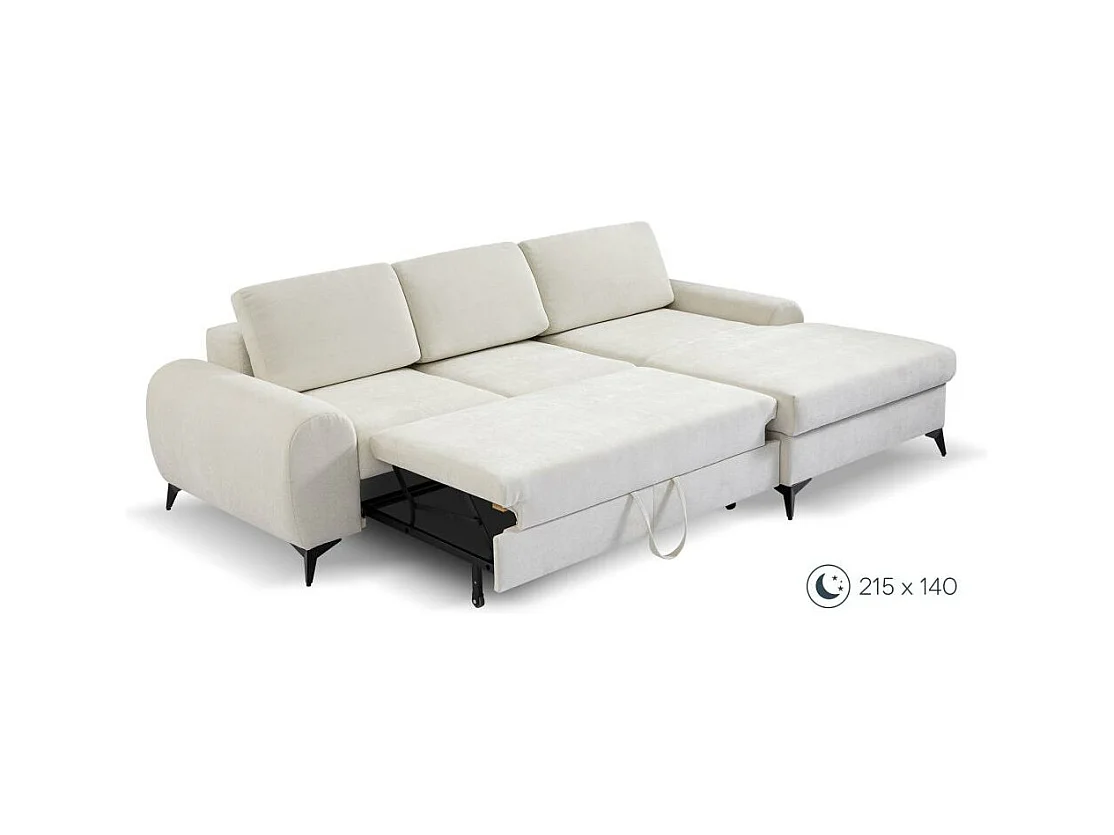 ECKSCHLAFSOFA Milan Beige mit Metallbeine rechts
