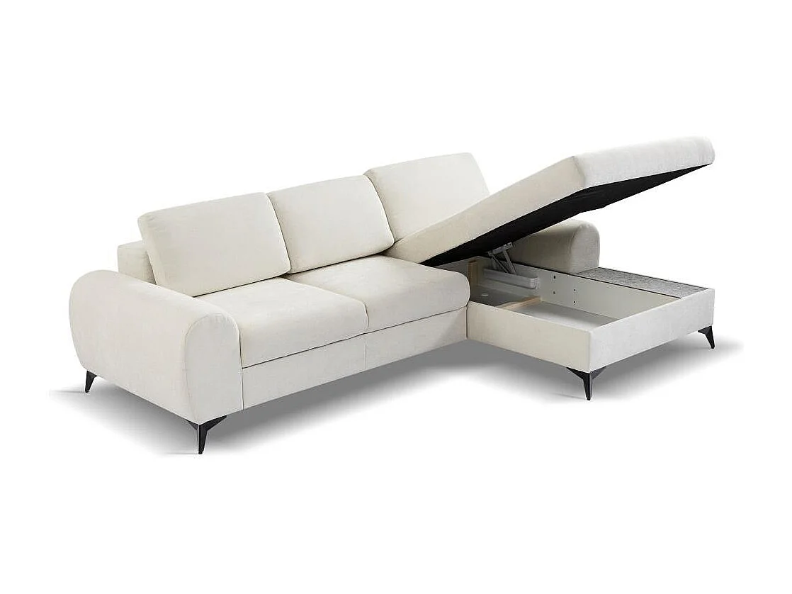 ECKSCHLAFSOFA Milan Beige mit Metallbeine rechts