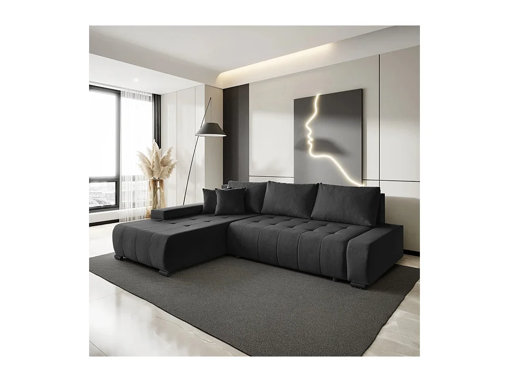 Canapé-lit ECKSCHLAFSOFA Draco L Noir