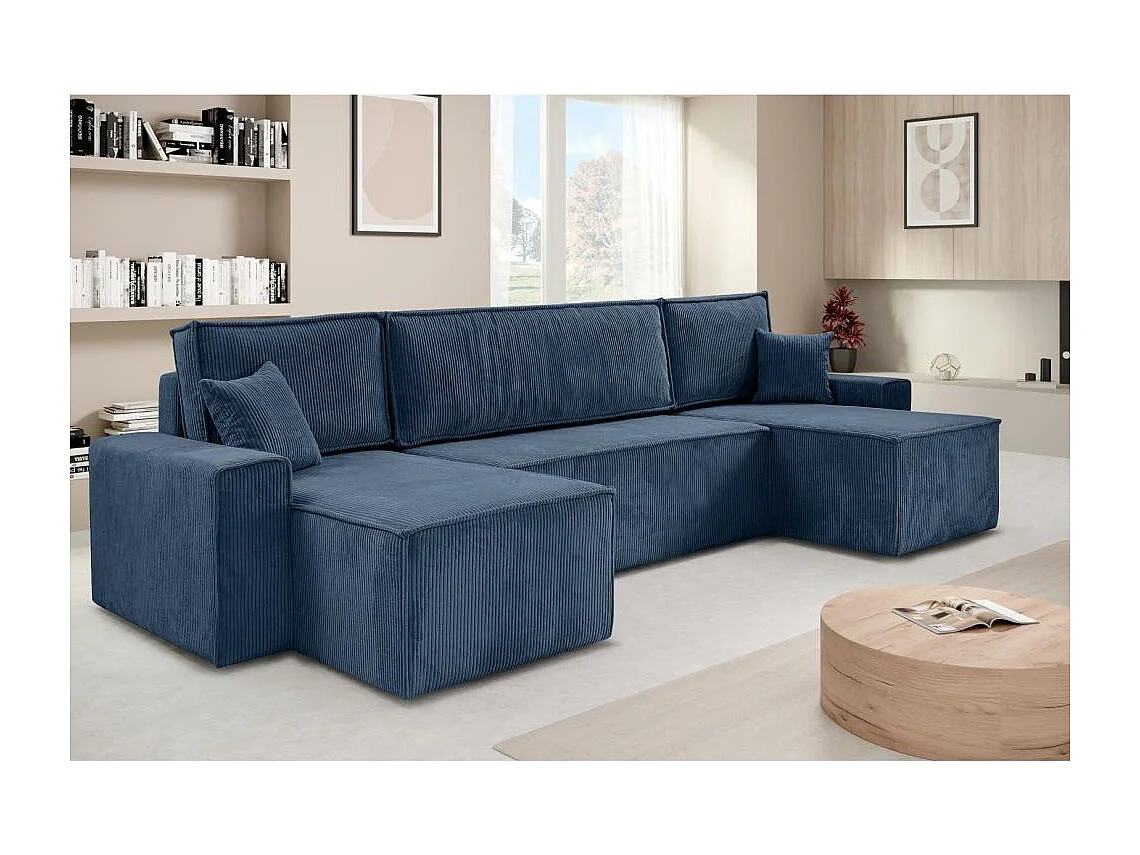 CANAPE Hektor U avec fonction sommeil bleu foncé