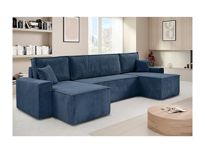 CANAPE Hektor U avec fonction sommeil bleu foncé