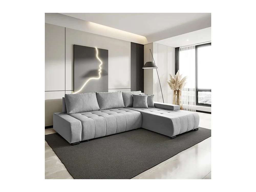 Canapé-lit ECKSCHLAFSOFA Draco L gris clair