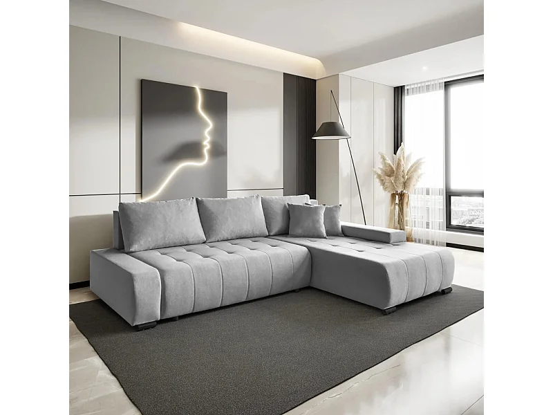Canapé-lit ECKSCHLAFSOFA Draco L gris clair