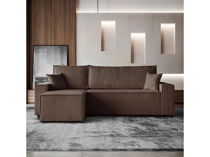 ECKSCHLAFSOFA mit Schlaffunktion Hektor braun