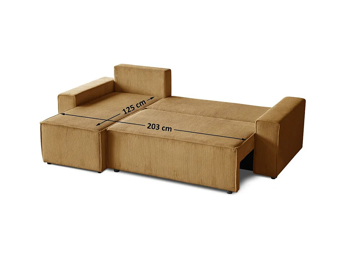 HOEKBANK met slaapfunctie Hektor mosterdgeel