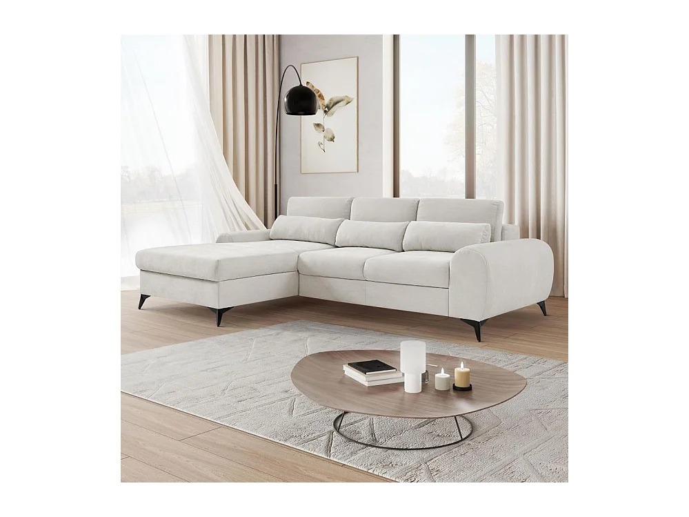 ECKSCHLAFSOFA Milan Dunkelgrau mit Metallbeine links
