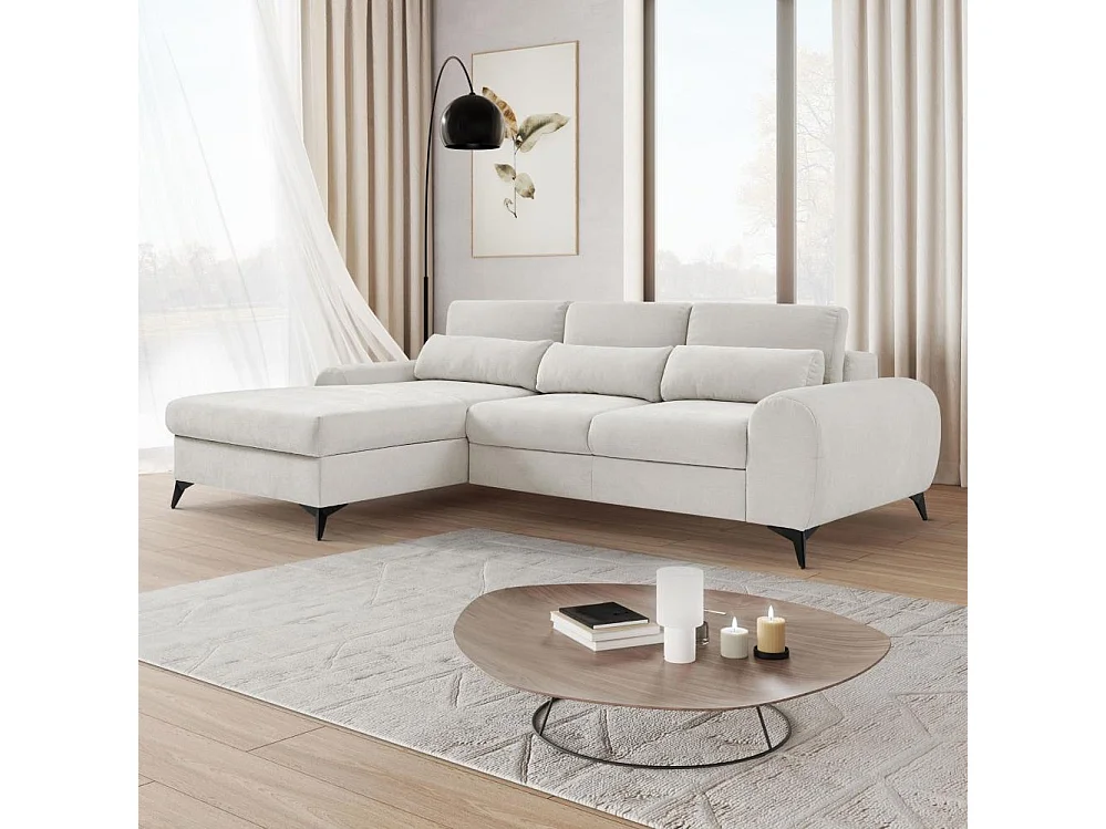 CANAPE FAUTEUIL Milan gris foncé avec pieds métal à gauche