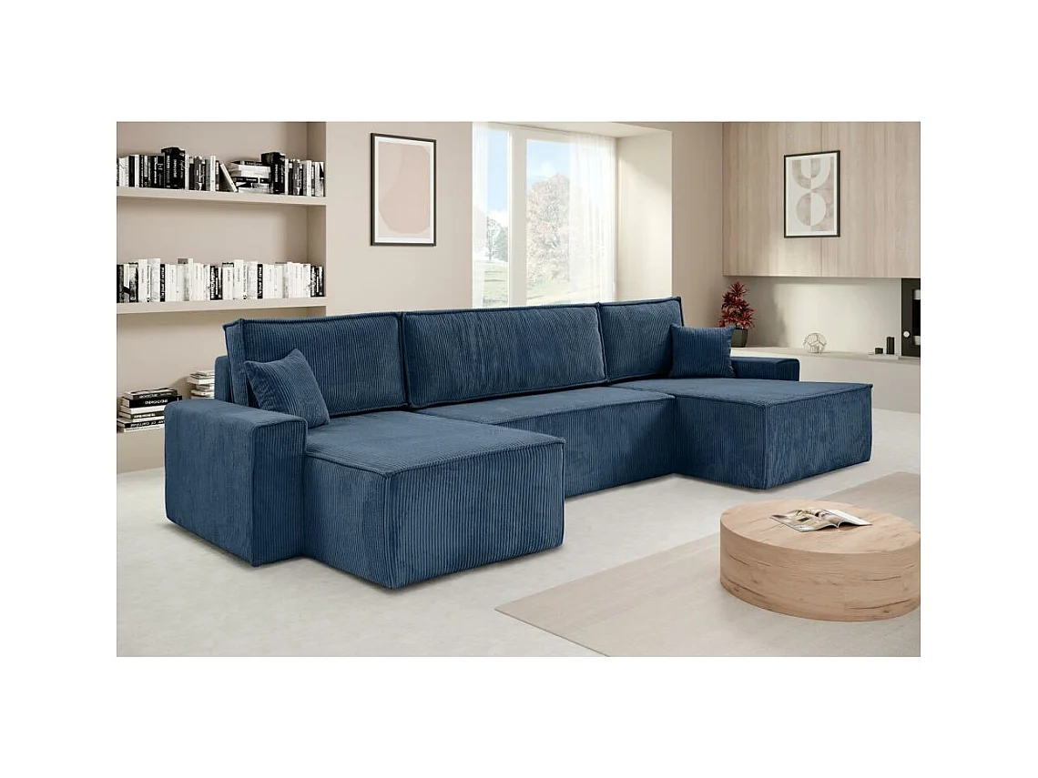 WOHNLANDSCHAFT Hektor U mit Schlaffunktion dunkelblau