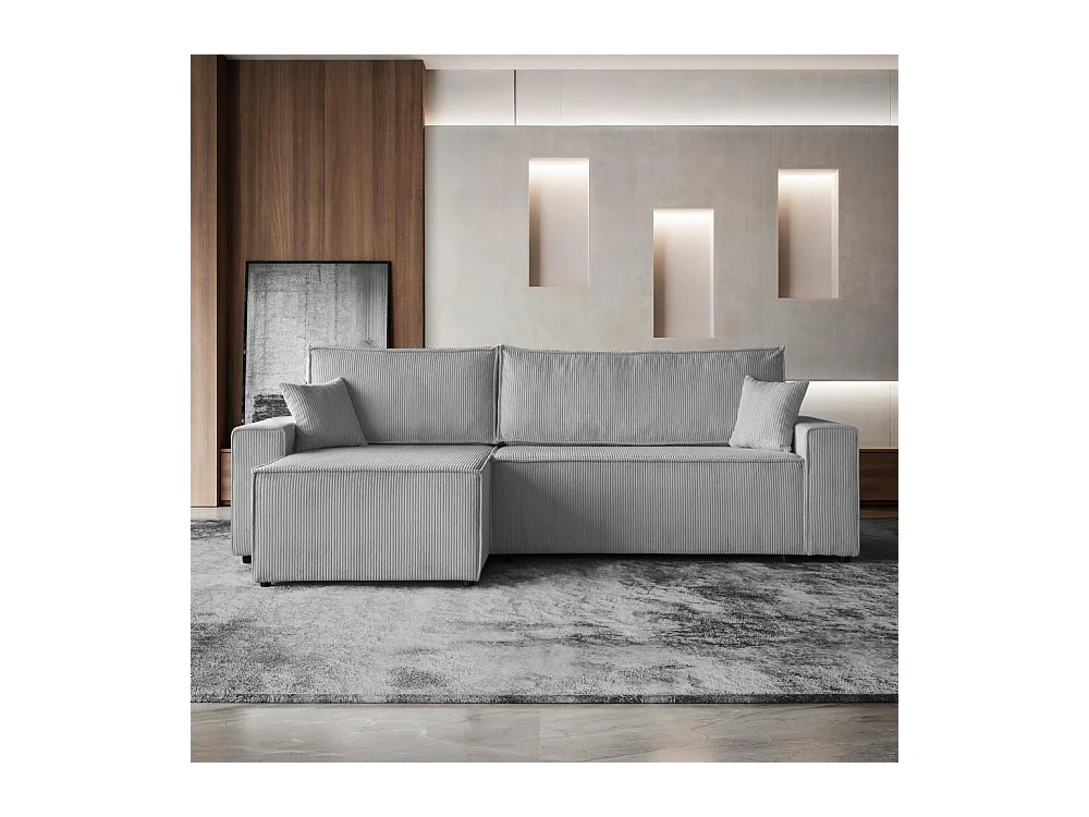 HOEKBANK met slaapfunctie Hektor lichtgrijs