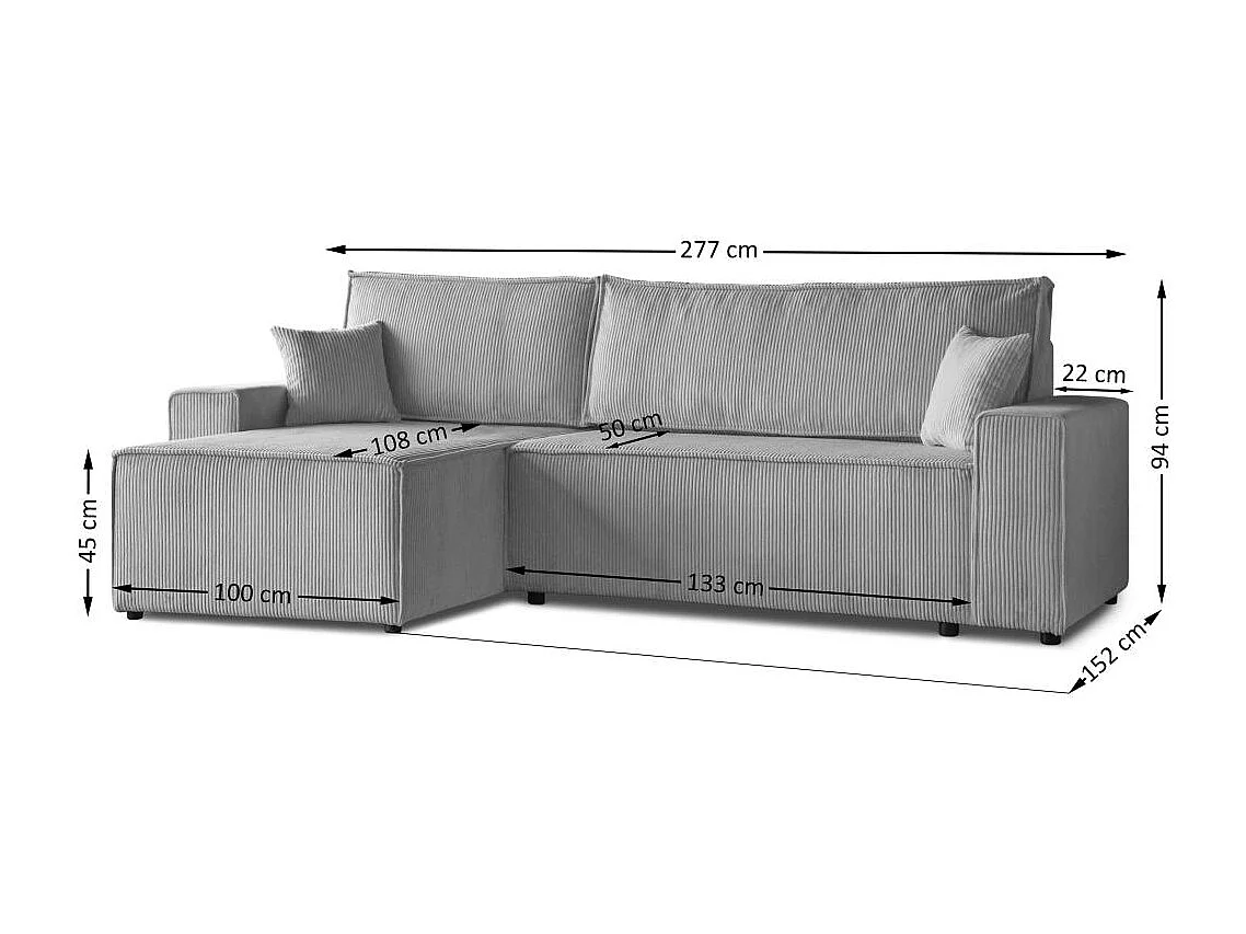 CANAPE AVEC FONCTION LIT Hektor gris clair