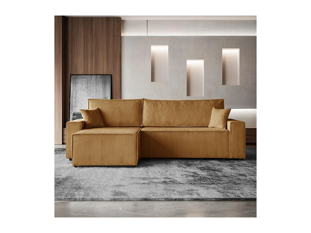 HOEKBANK met slaapfunctie Hektor mosterdgeel