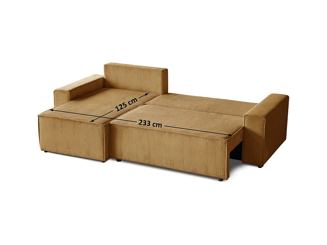 HOEKBANK met slaapfunctie Hektor mosterdgeel