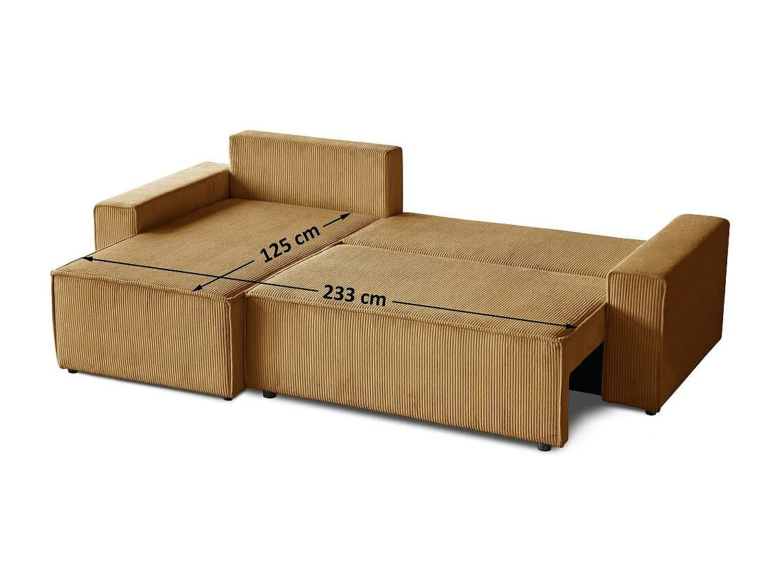 HOEKBANK met slaapfunctie Hektor mosterdgeel