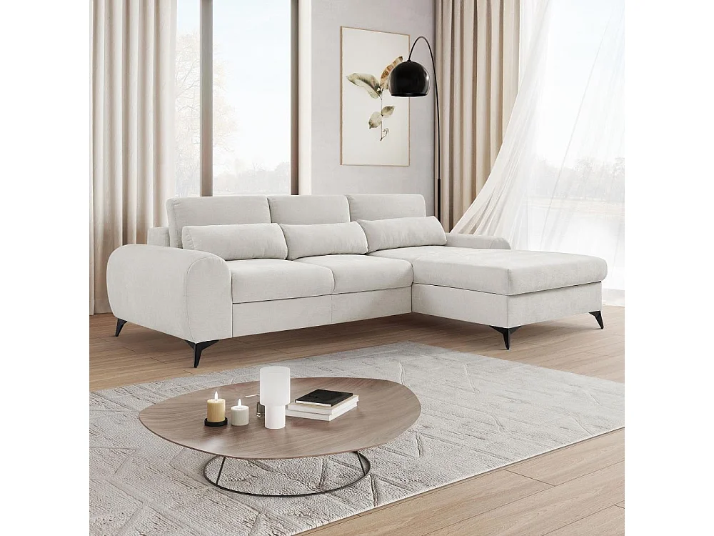 ECKSCHLAFSOFA Milan Dunkelgrau mit Metallbeine rechts