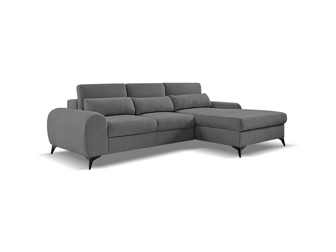 ECKSCHLAFSOFA Milan Dunkelgrau mit Metallbeine rechts