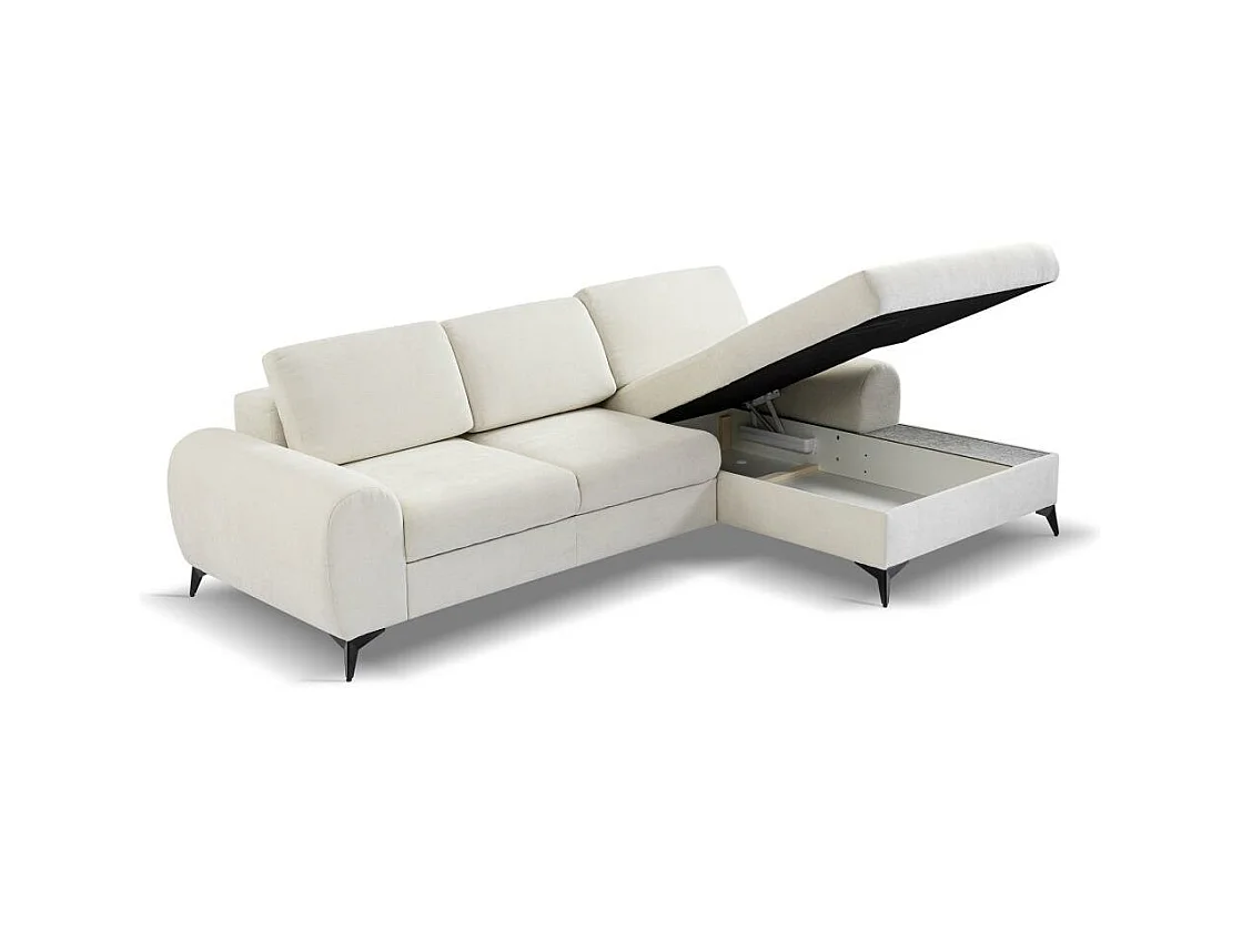 ECKSCHLAFSOFA Milan Dunkelgrau mit Metallbeine rechts