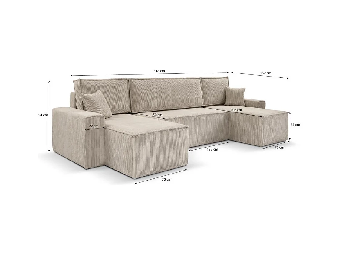 WOONLANDSCHAP Hektor U met slaapfunctie cappuccino