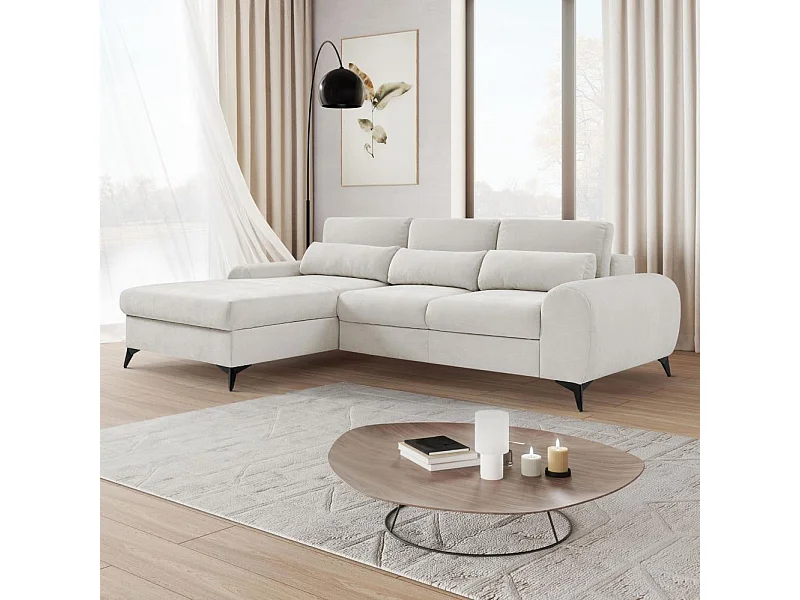 ECKSCHLAFSOFA Milan Hellgrau mit Metallbeine links