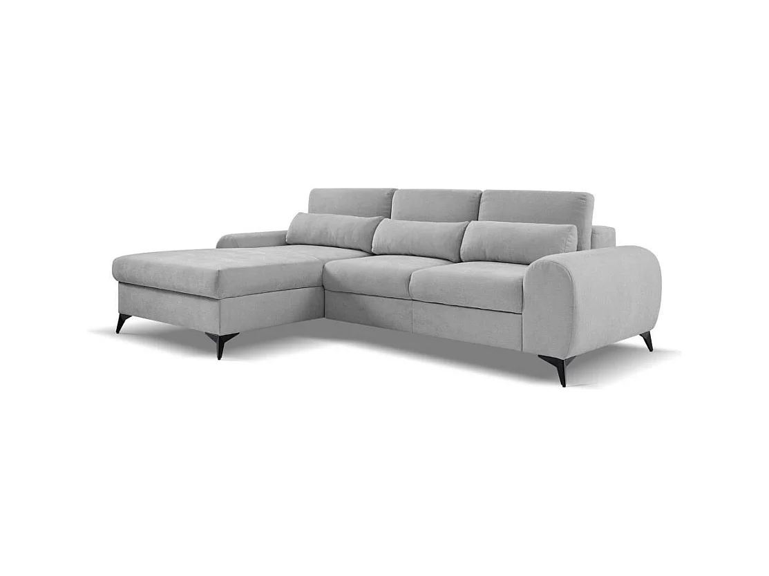 ECKSCHLAFSOFA Milan Hellgrau mit Metallbeine links