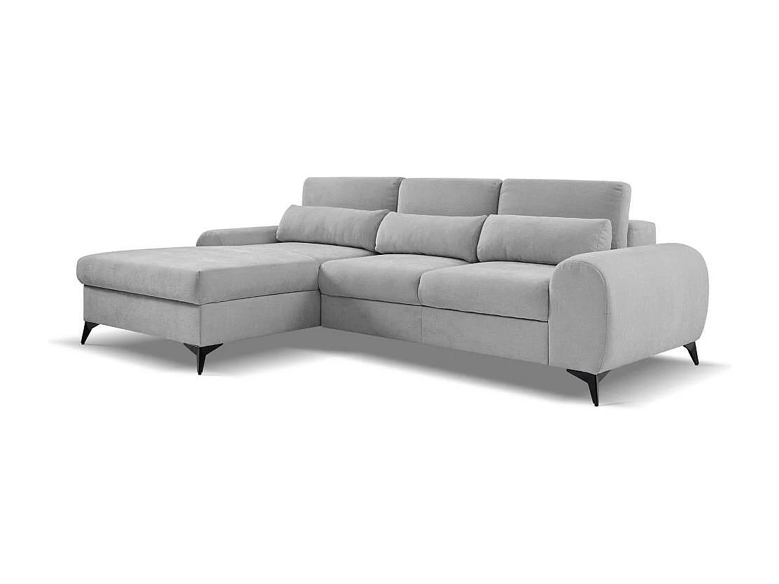 Hoekslaapbank Milan Lichtgrijs met metalen poten links