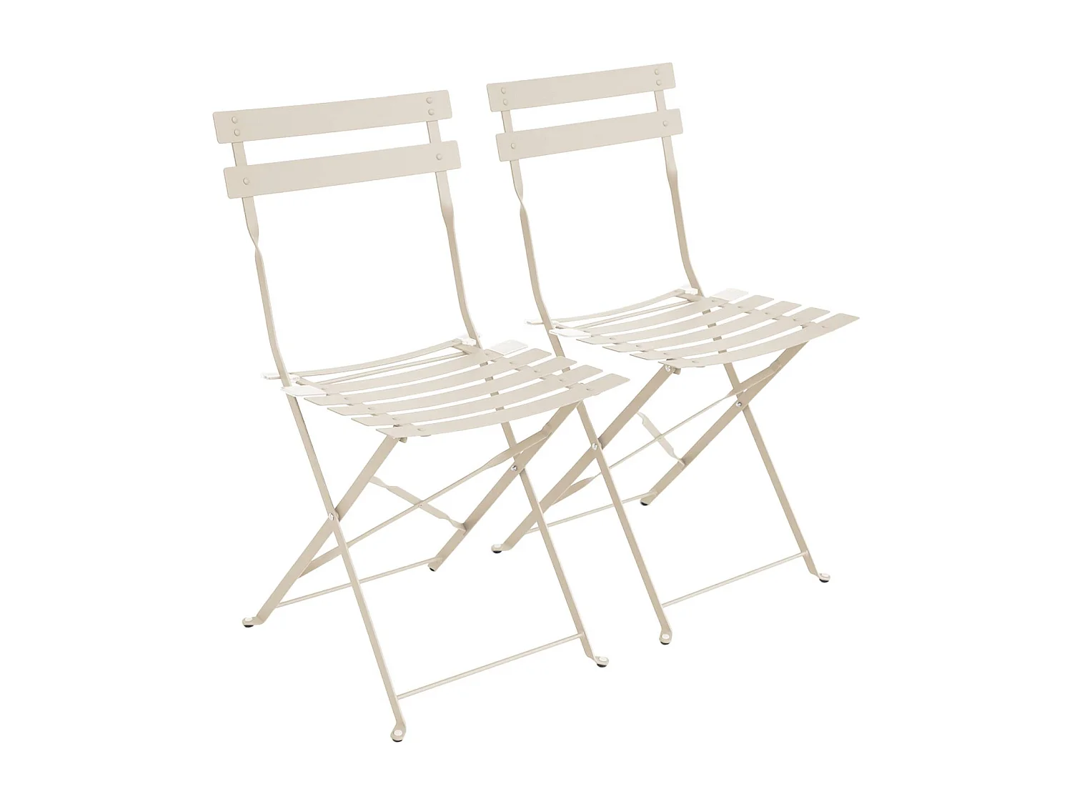 Lot de 2 chaises de jardin bistrot pliables en acier thermolaqué. 49.5 x 41 x 80.5cm