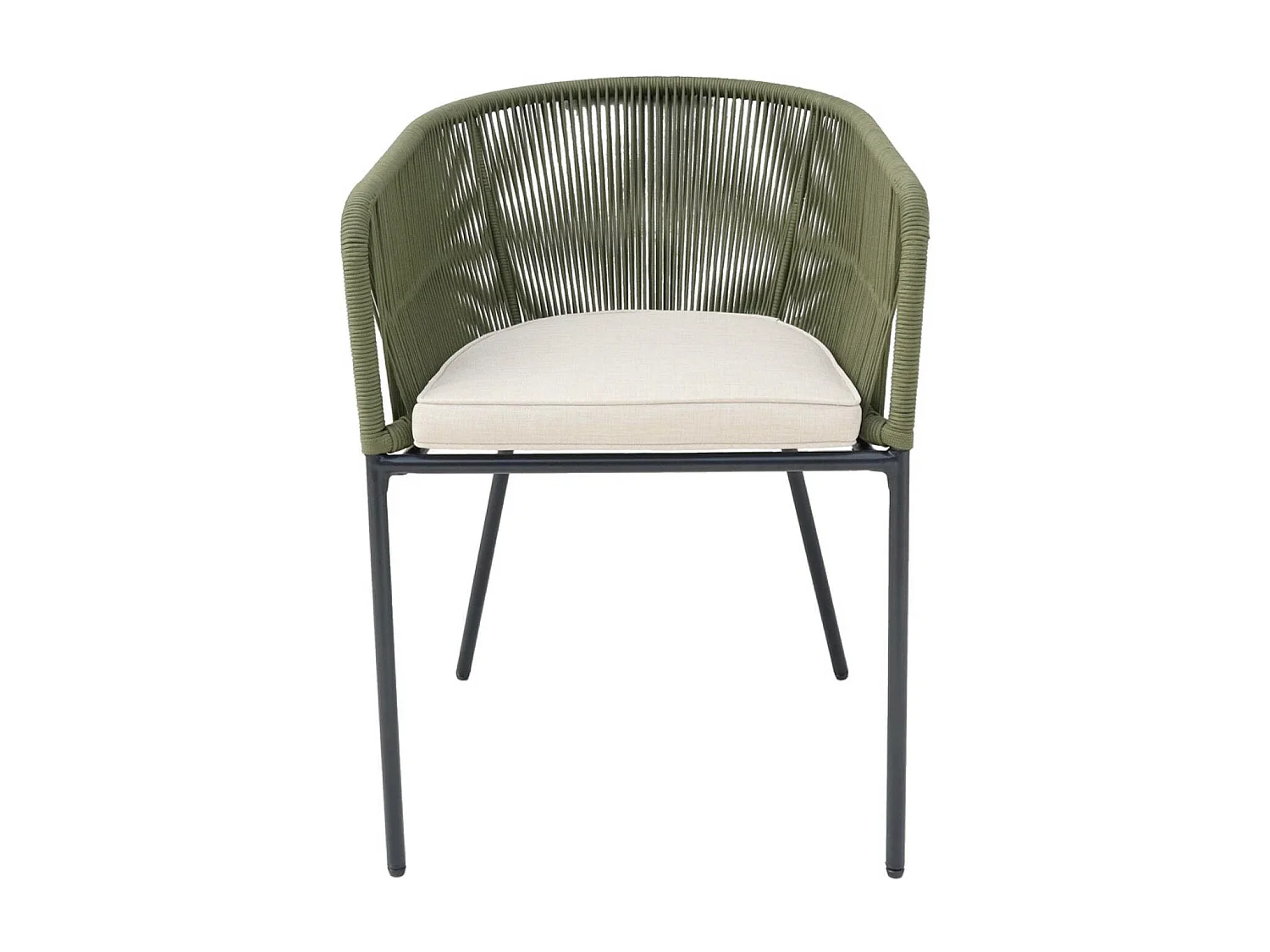 Sillón de jardín de cuerda y acero galvanizado, set de 2 verde kaki