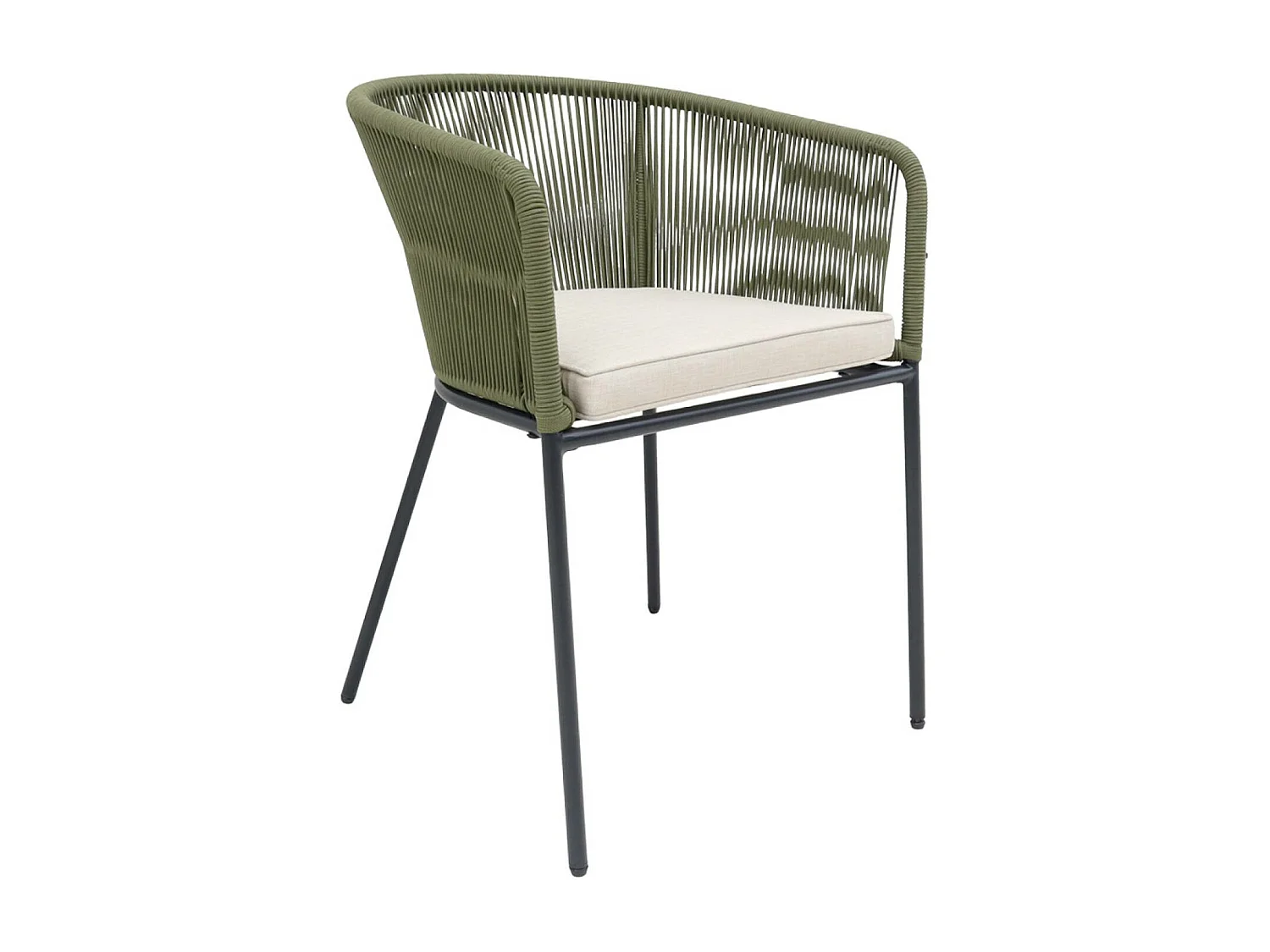 Sillón de jardín de cuerda y acero galvanizado, set de 2 verde kaki