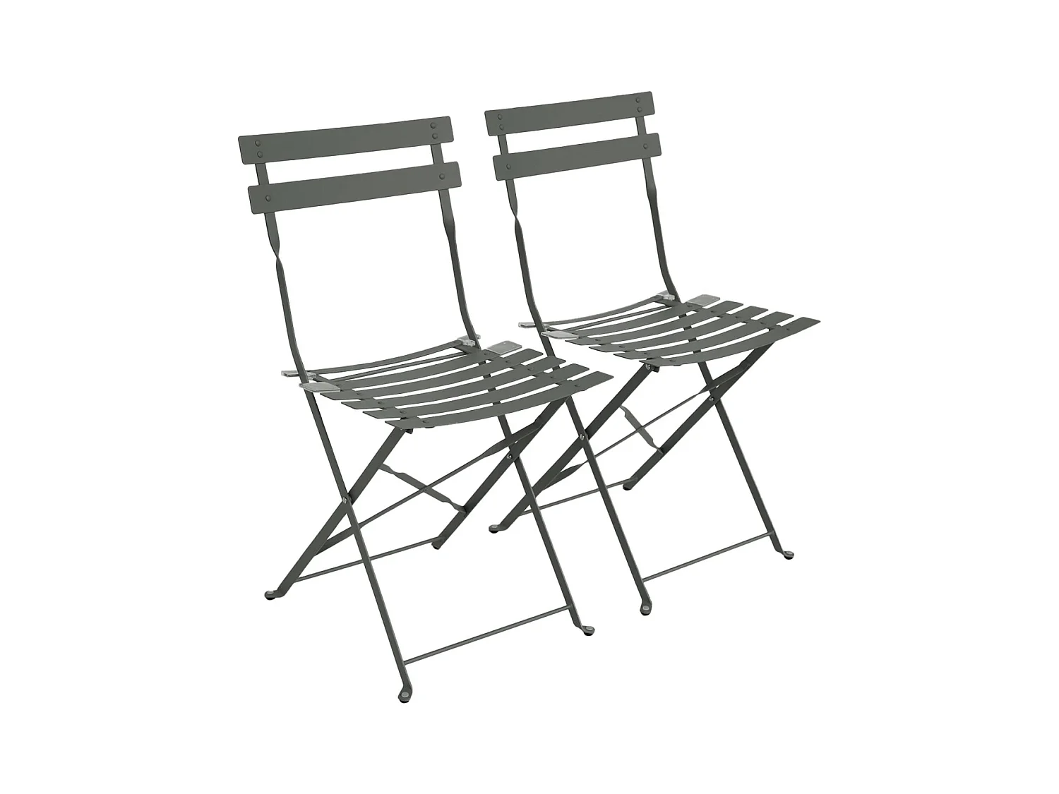 Lot de 2 chaises de jardin bistrot pliables en acier thermolaqué. 49.5 x 41 x 80.5cm