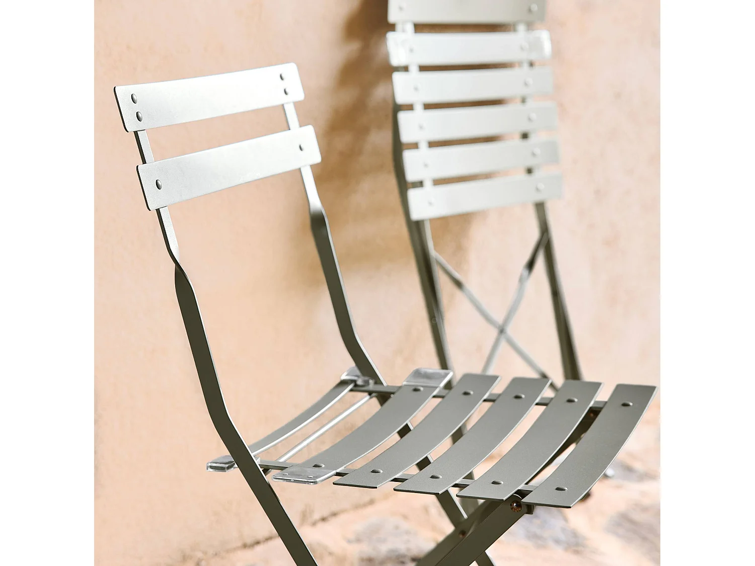 Silla de jardín plegable de metal, set de 2 verde kaki
