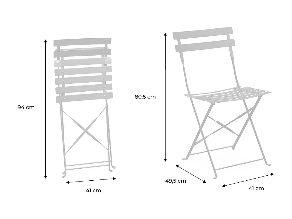 Silla de jardín plegable de metal, set de 2 verde kaki