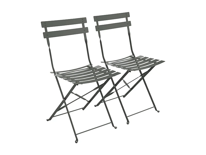 Silla de jardín plegable de metal, set de 2 verde kaki
