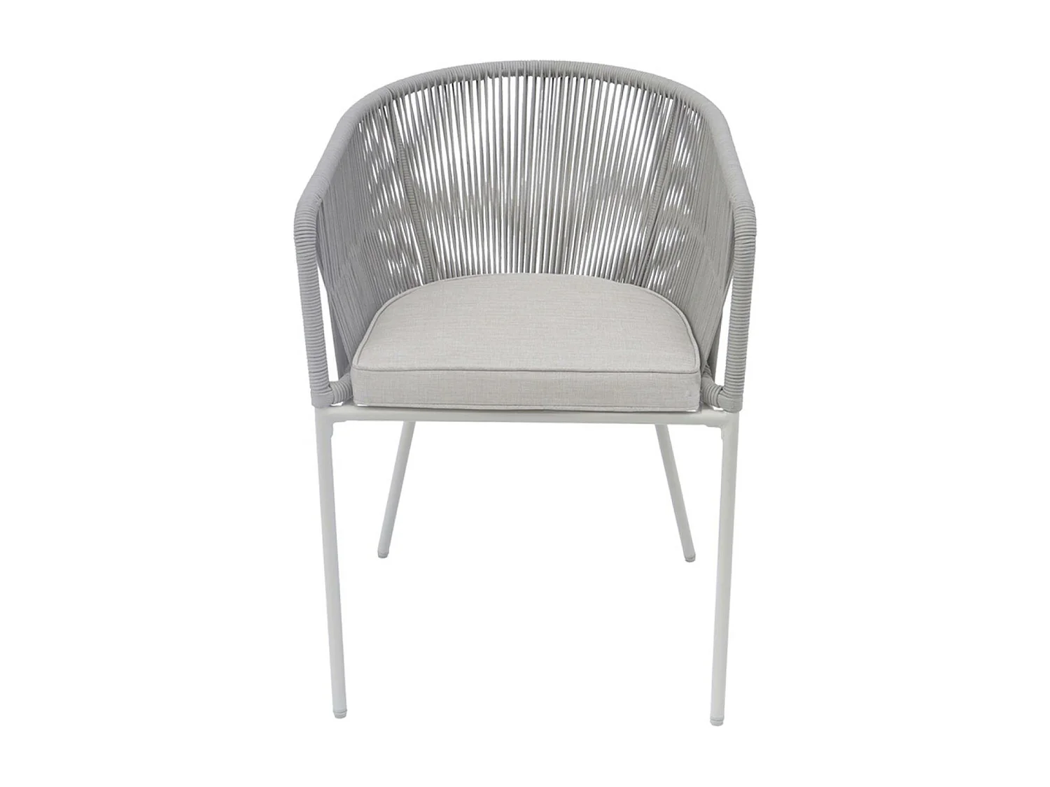 Sillón de jardín de cuerda y acero galvanizado, set de 2 gris