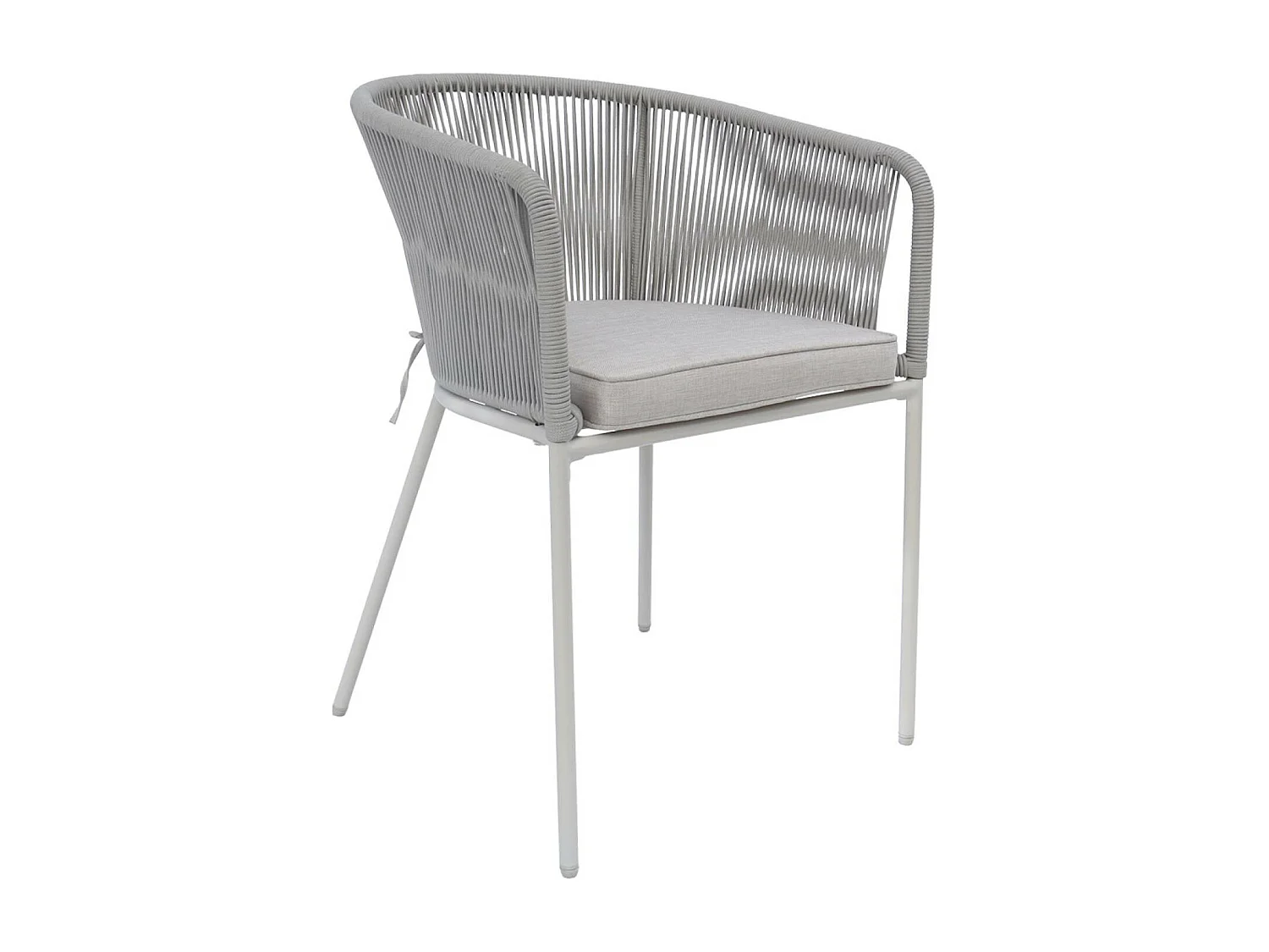 Sillón de jardín de cuerda y acero galvanizado, set de 2 gris