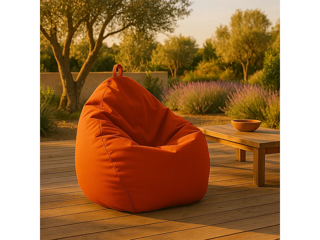 Pouf poire XL d'extérieur - 110x120 cm - Orange