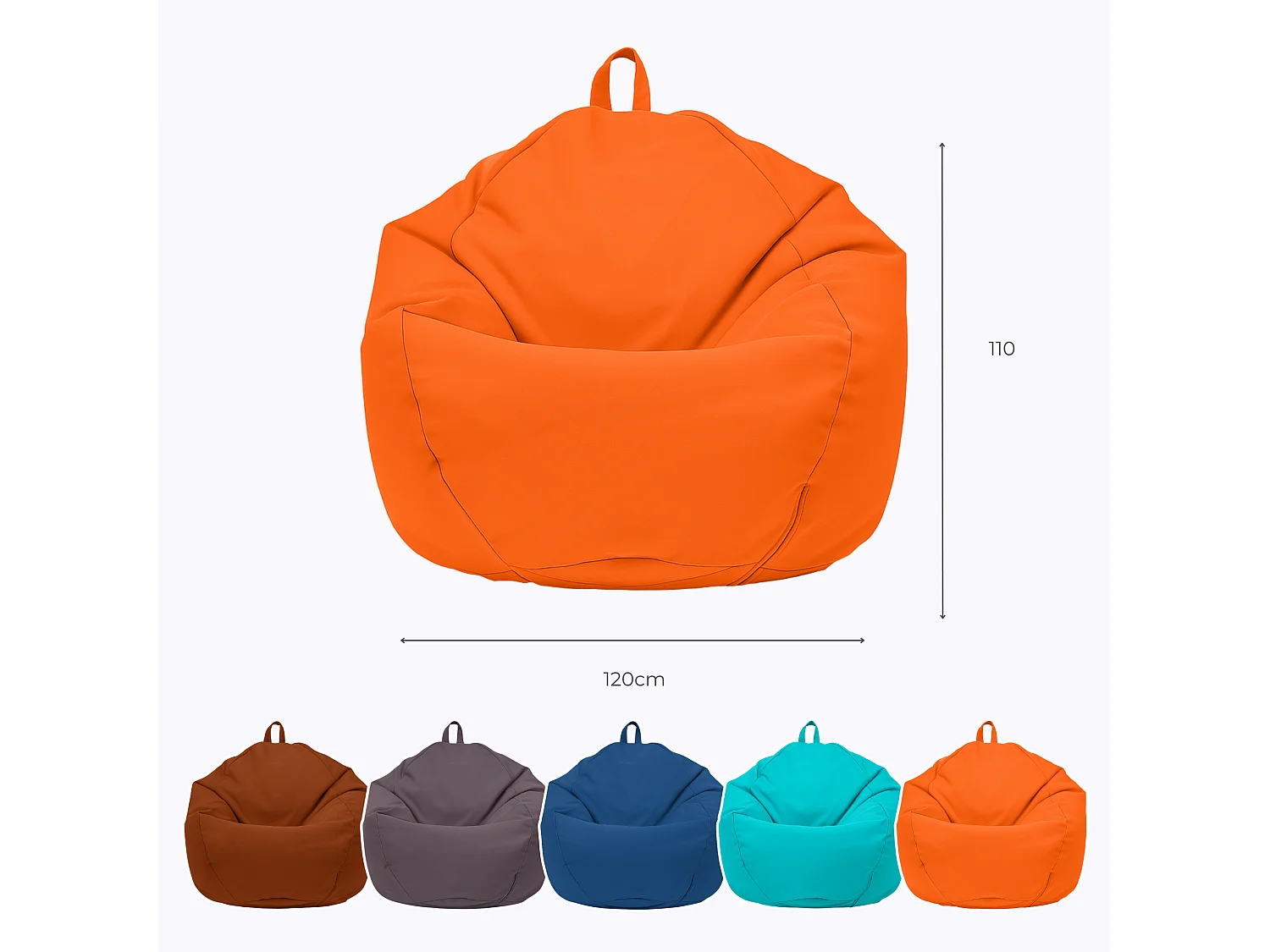 Pouf poire XL d'extérieur - 110x120 cm - Orange