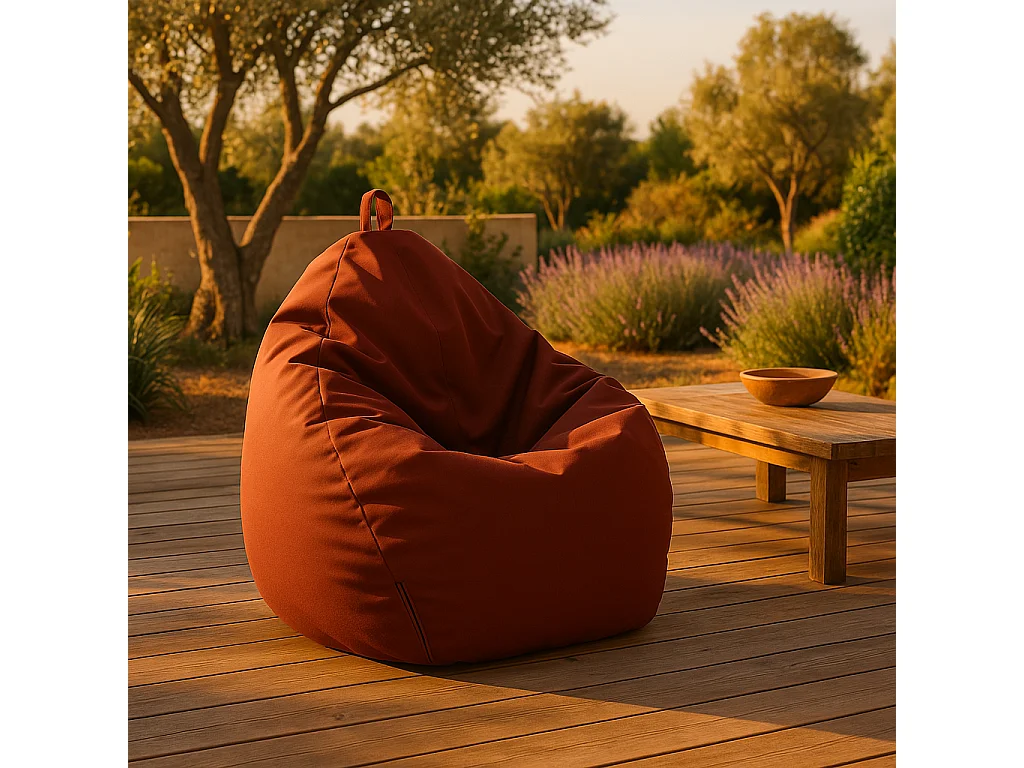 Pouf poire XL d'extérieur - 110x120 cm - Terracotta
