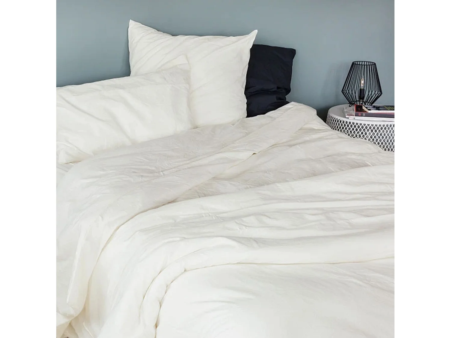 Funda de edredón liso en algodón lavado 200 x 200 cm