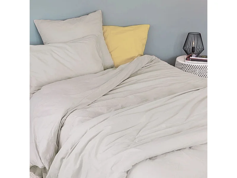 Funda de edredón liso en algodón lavado 140 x 200 cm