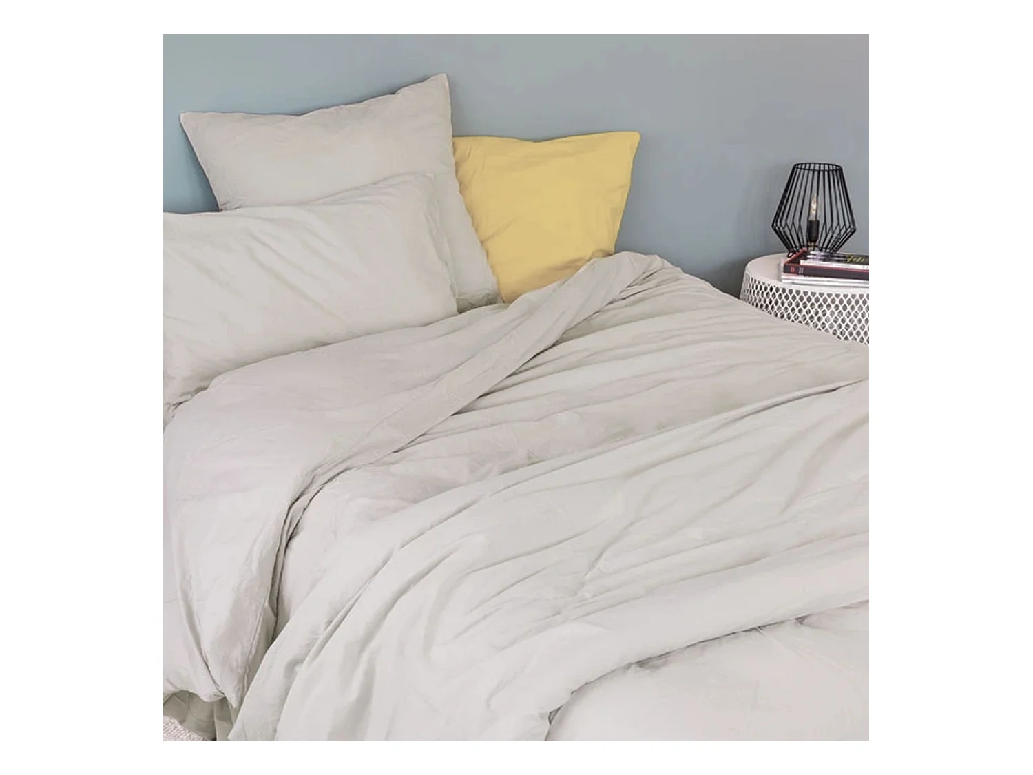 Unifarbenes Bettbezug-Set aus gewaschener Baumwolle 140 x 200 cm