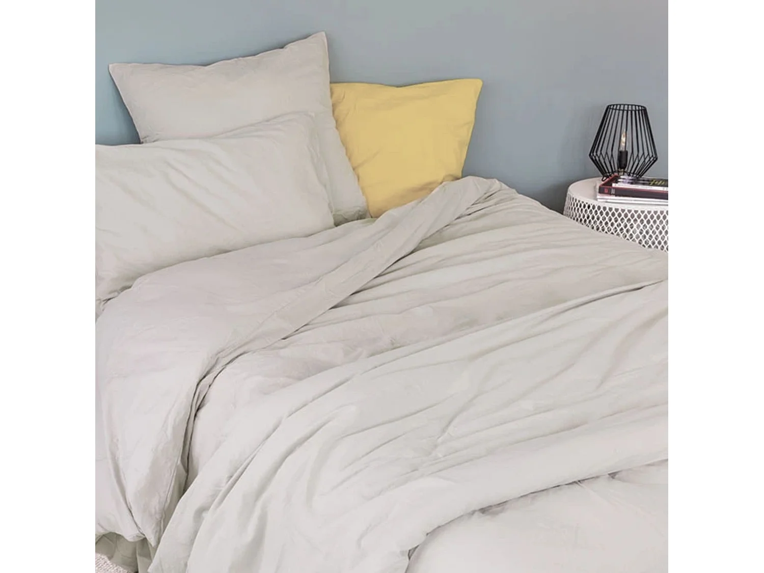 Funda de edredón liso en algodón lavado 140 x 200 cm