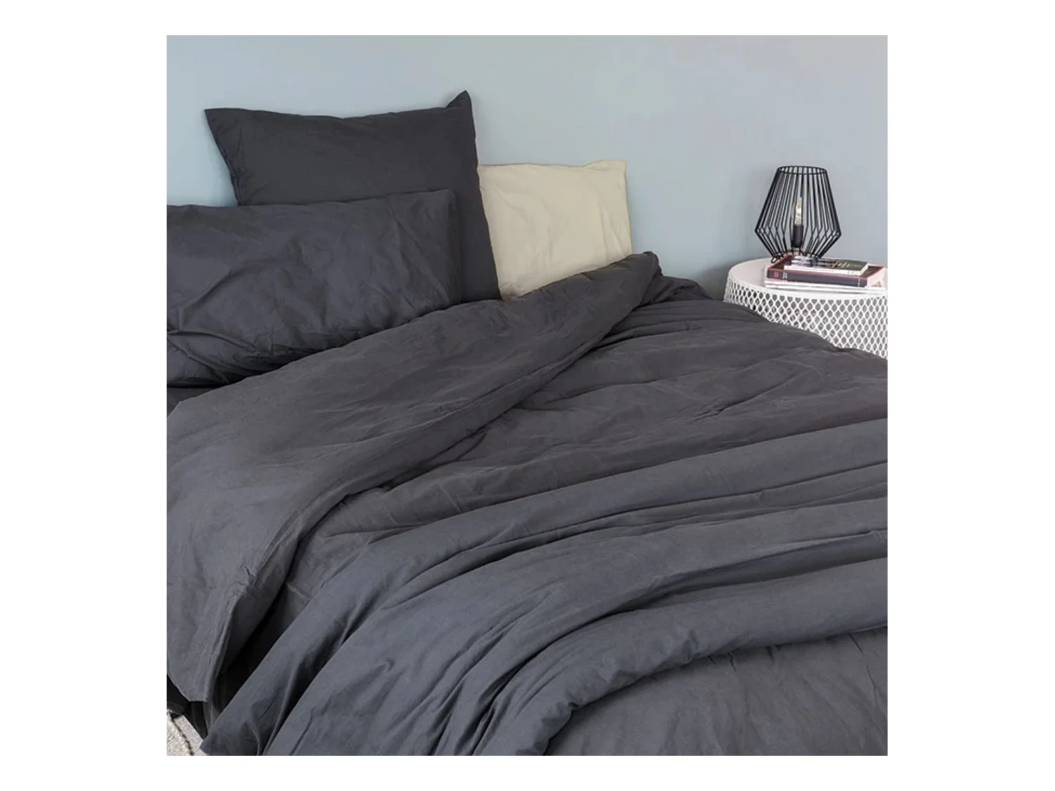 Funda de edredón liso en algodón lavado 140 x 200 cm