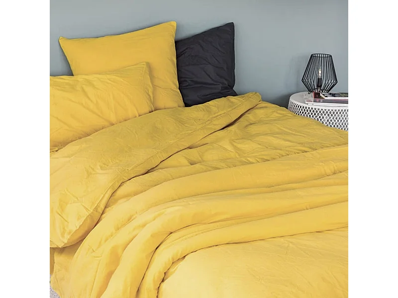 Funda de edredón liso en algodón lavado 200 x 200 cm