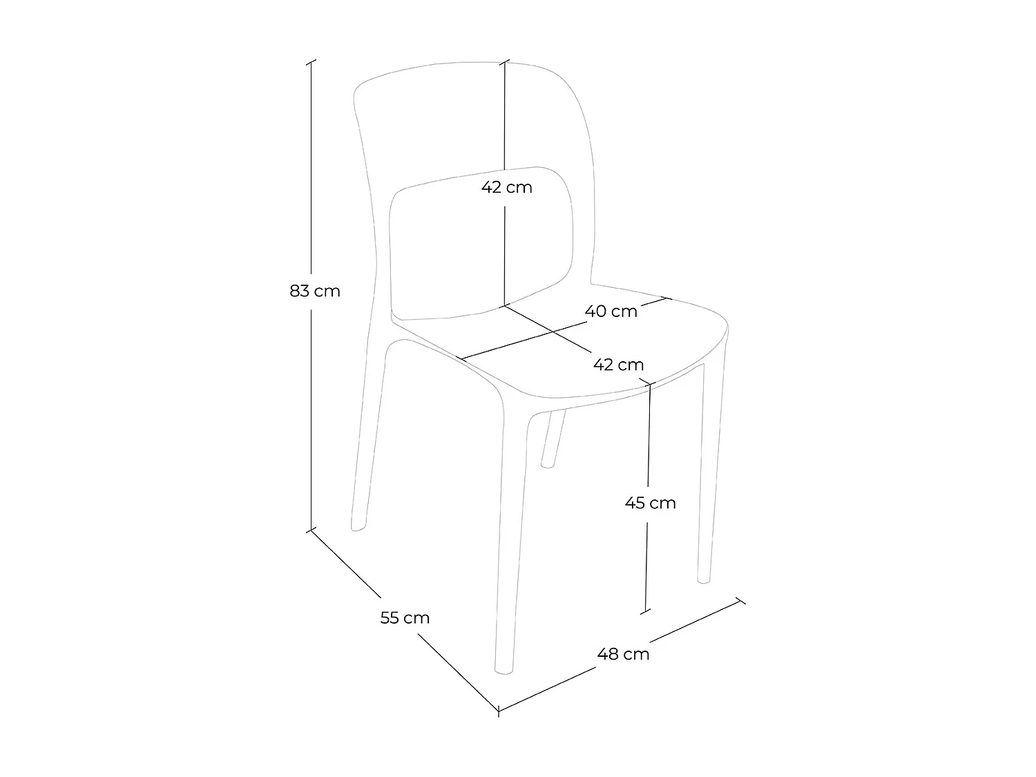 Sedia impilabile in polipropilene blu avio mod. Maya (2 Pz.)