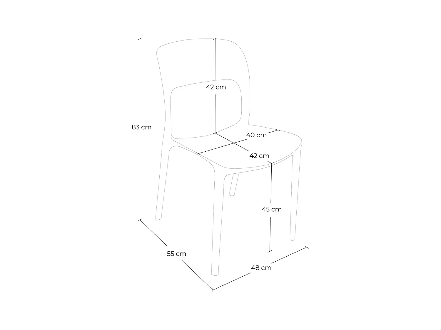 Sedia impilabile in polipropilene verde abete mod. Maya (2 Pz.)